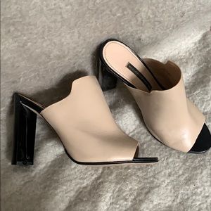 French Connection Meeka leather heel mules